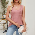 Relaxed Rib Tank With Chest Pocket - Pink