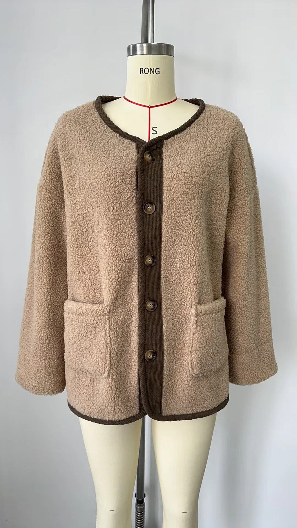 Collarless Sherpa Button Down Jacket - view 1