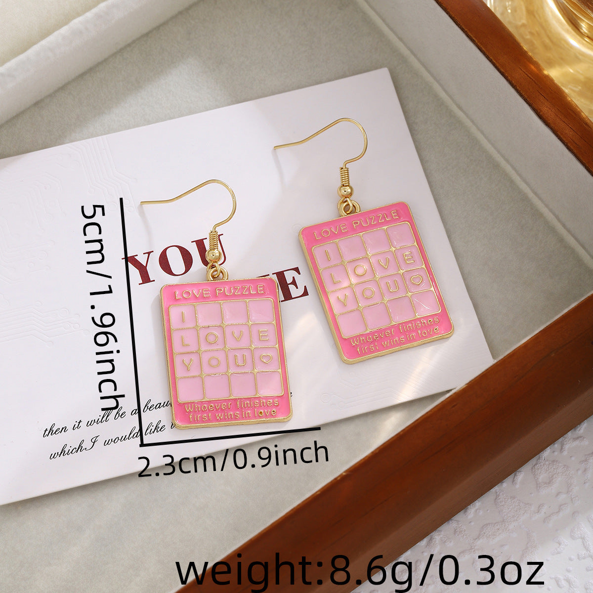 Valentine Heart Charm Dangle Earrings - Pink-2