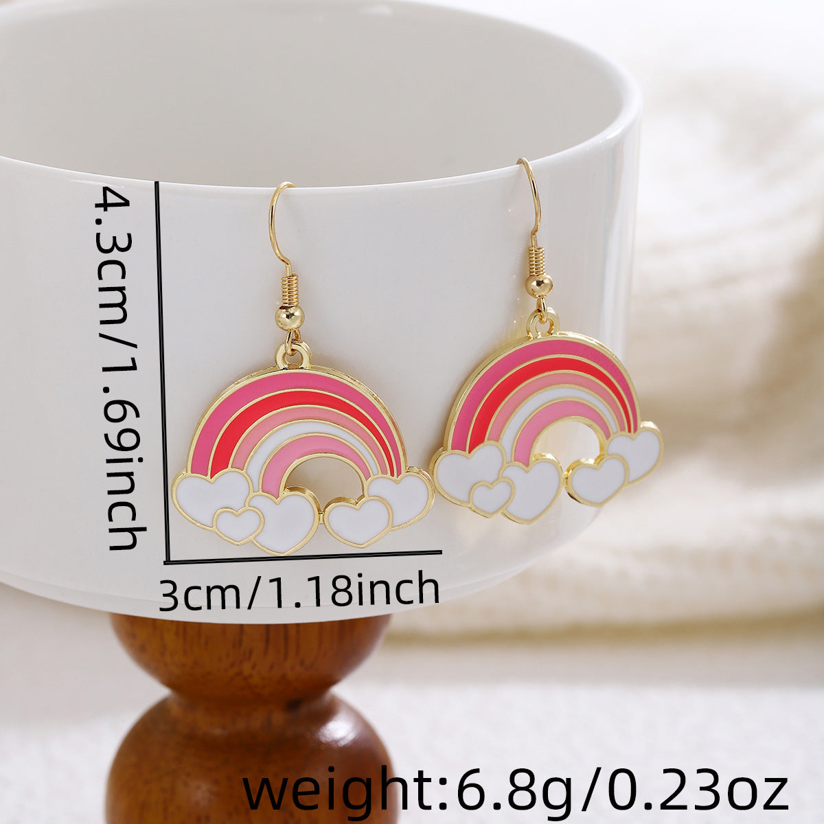Valentine Heart Charm Dangle Earrings - Pink-7