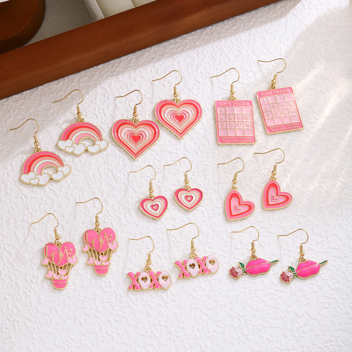 Valentine Heart Charm Dangle Earrings - view 1