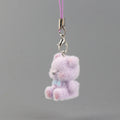 Tiny Flocked Teddy Bear Phone Charm - Purple