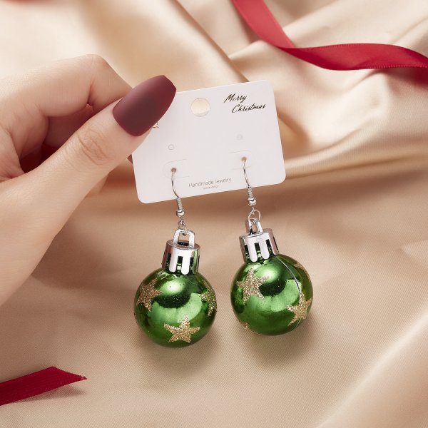 Christmas Ornament Ball Drop Earrings - Color_08