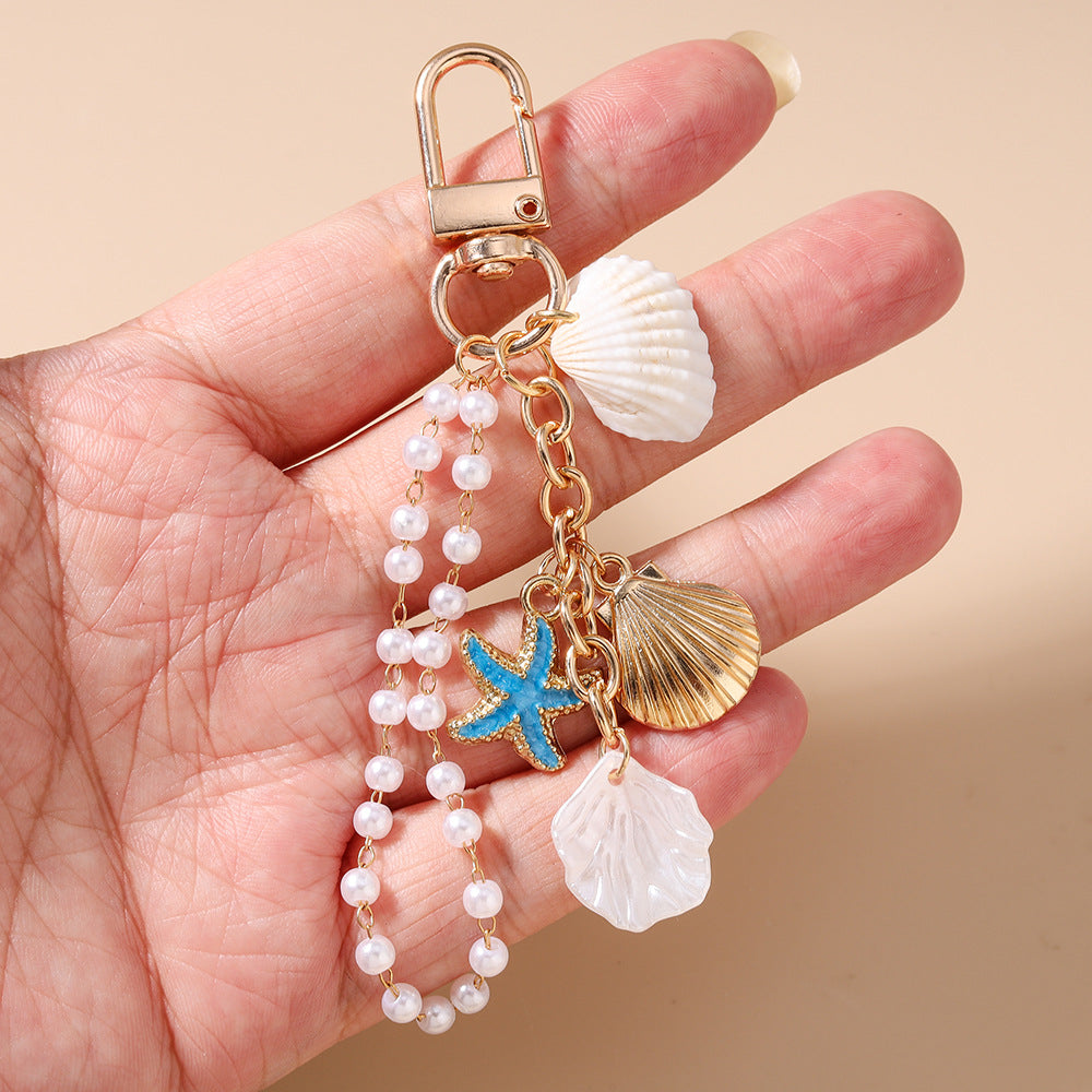 Ocean Charm Keychain With Shells And Beads - Color_02