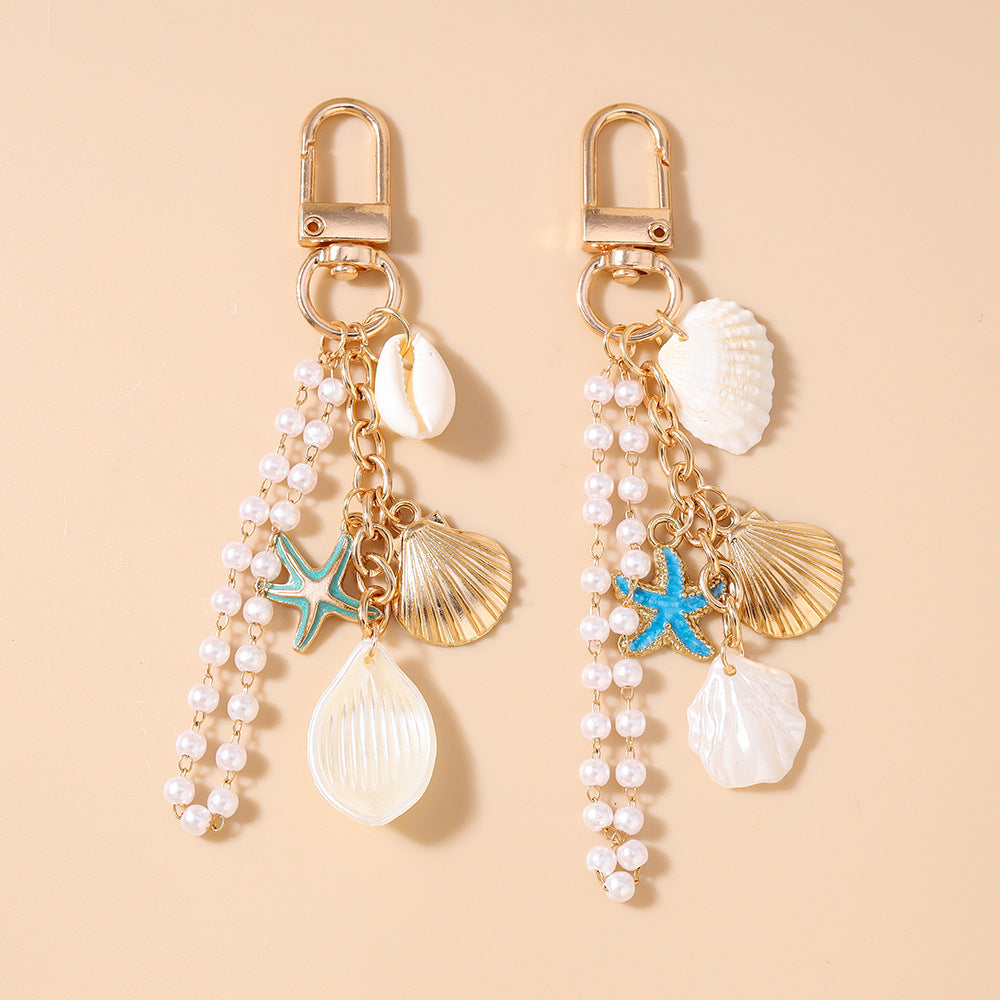 Ocean Charm Keychain With Shells And Beads - view 1