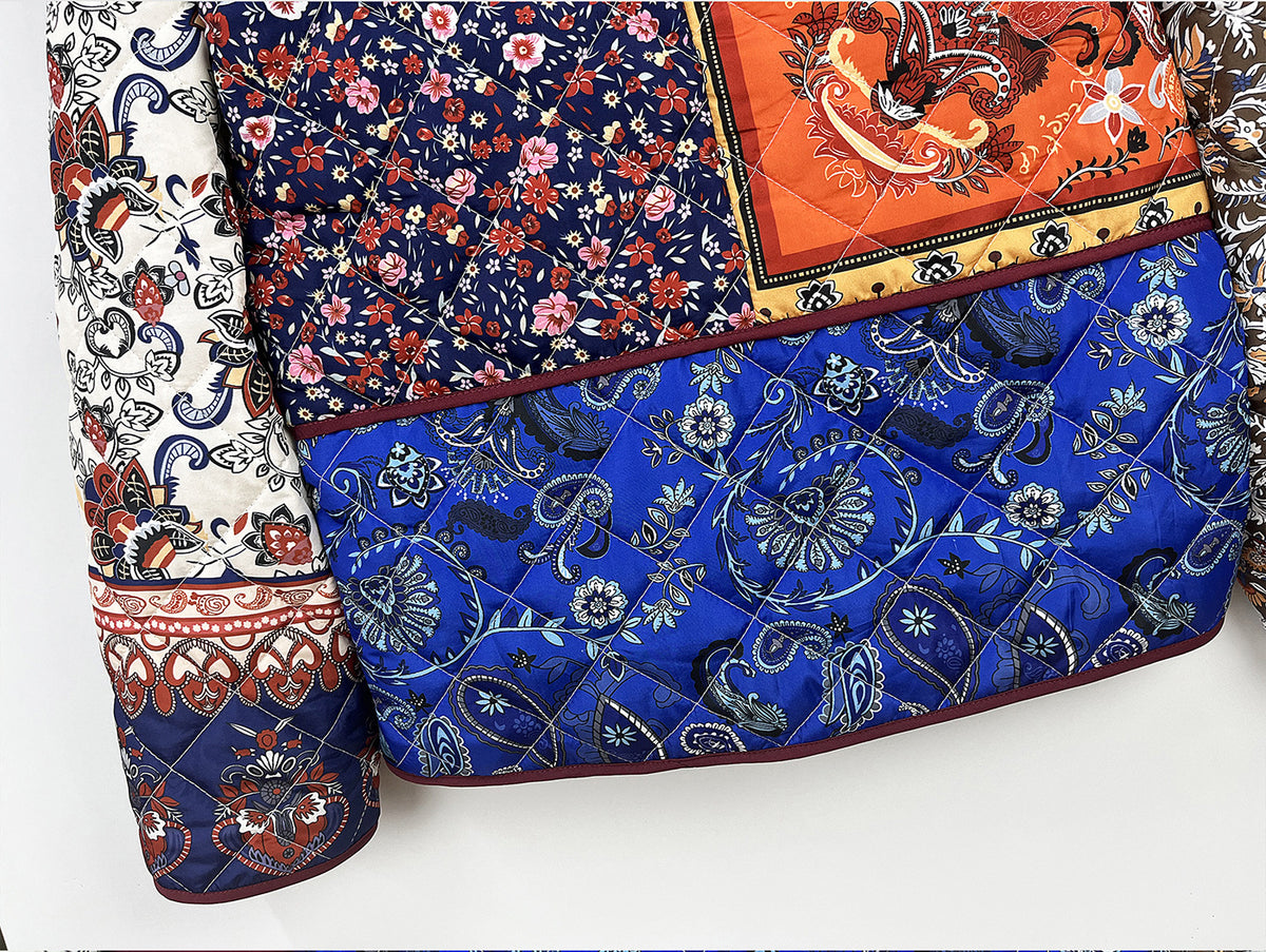 Mixed Paisley Patchwork Quilted Jacket - Floral - 10