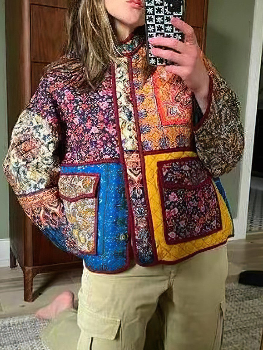 Mixed Paisley Patchwork Quilted Jacket - Floral - 13
