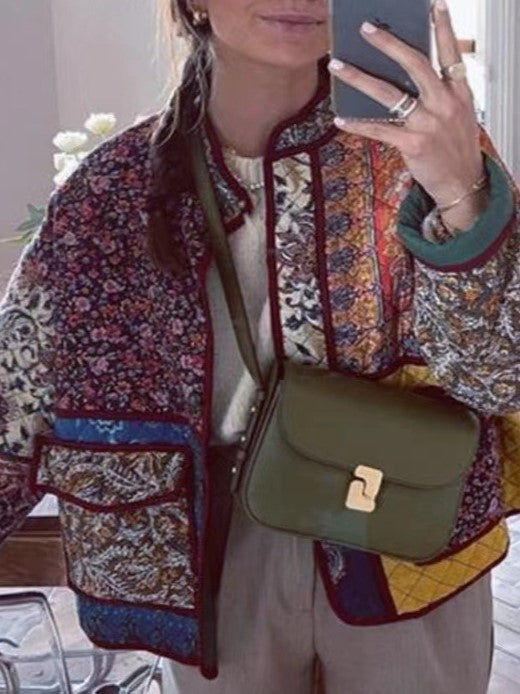 Mixed Paisley Patchwork Quilted Jacket - Floral - 14