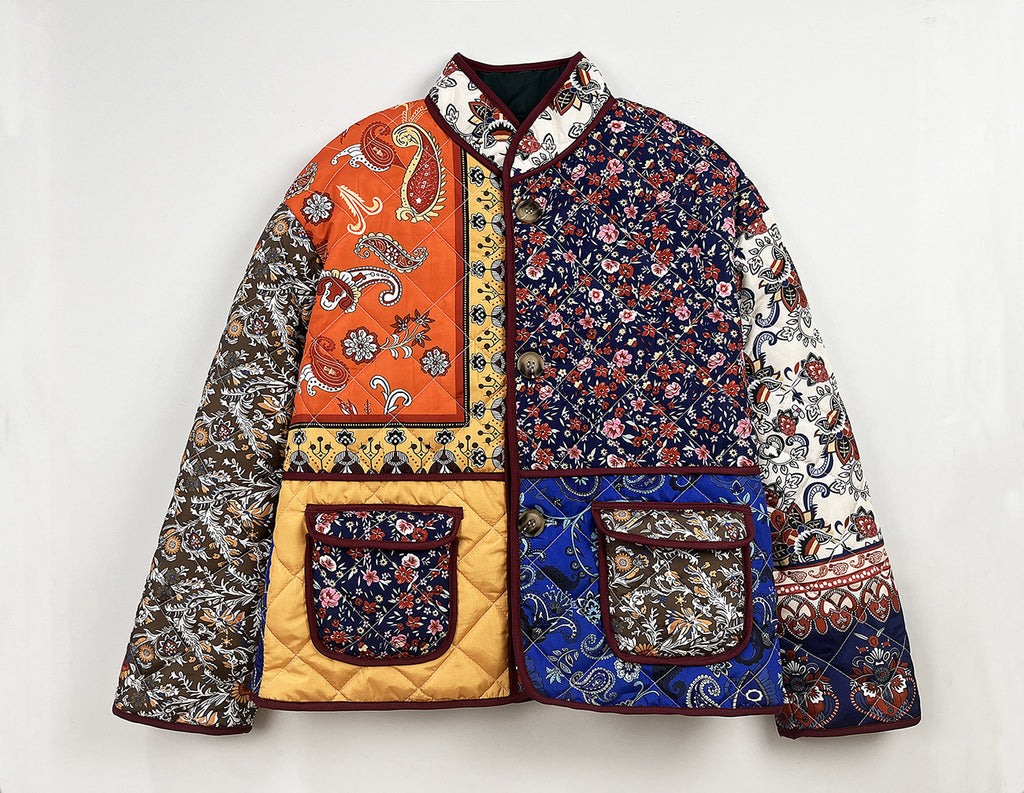 Mixed Paisley Patchwork Quilted Jacket - Floral - 3