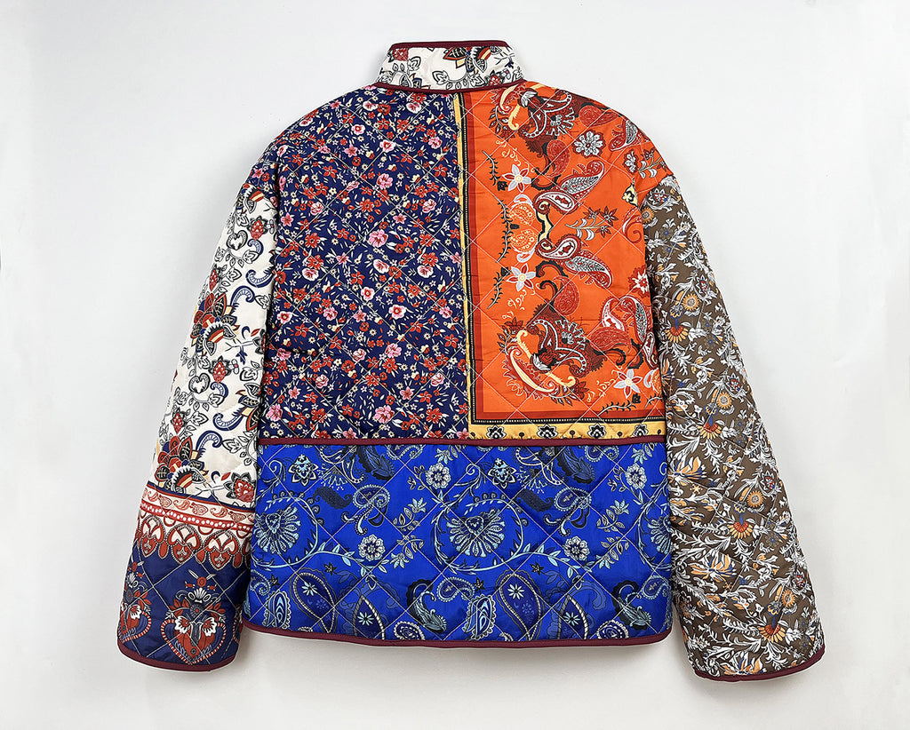 Mixed Paisley Patchwork Quilted Jacket - Floral - 4