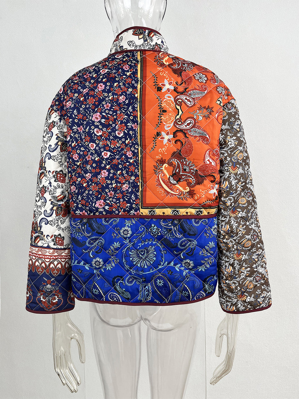 Mixed Paisley Patchwork Quilted Jacket - Floral - 6
