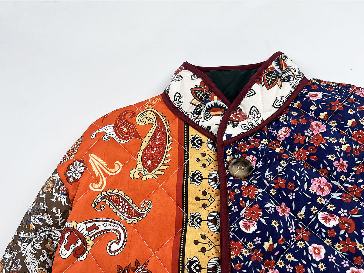 Mixed Paisley Patchwork Quilted Jacket - Floral - 7