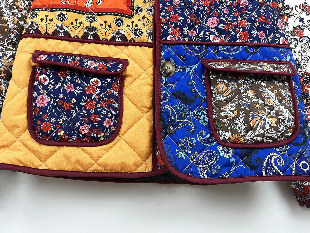 Mixed Paisley Patchwork Quilted Jacket - Floral - 8
