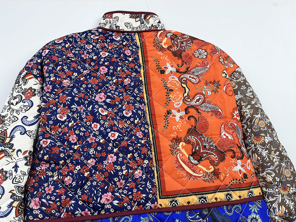 Mixed Paisley Patchwork Quilted Jacket - Floral - 9