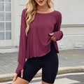 Open Back Crossover Slouchy Long Sleeve Top - Red