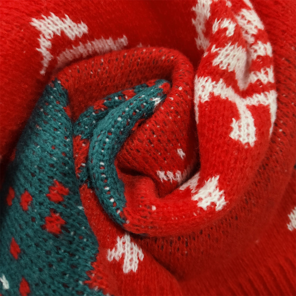 Pine Tree Jacquard Festive Knit Sweater - Red - 3