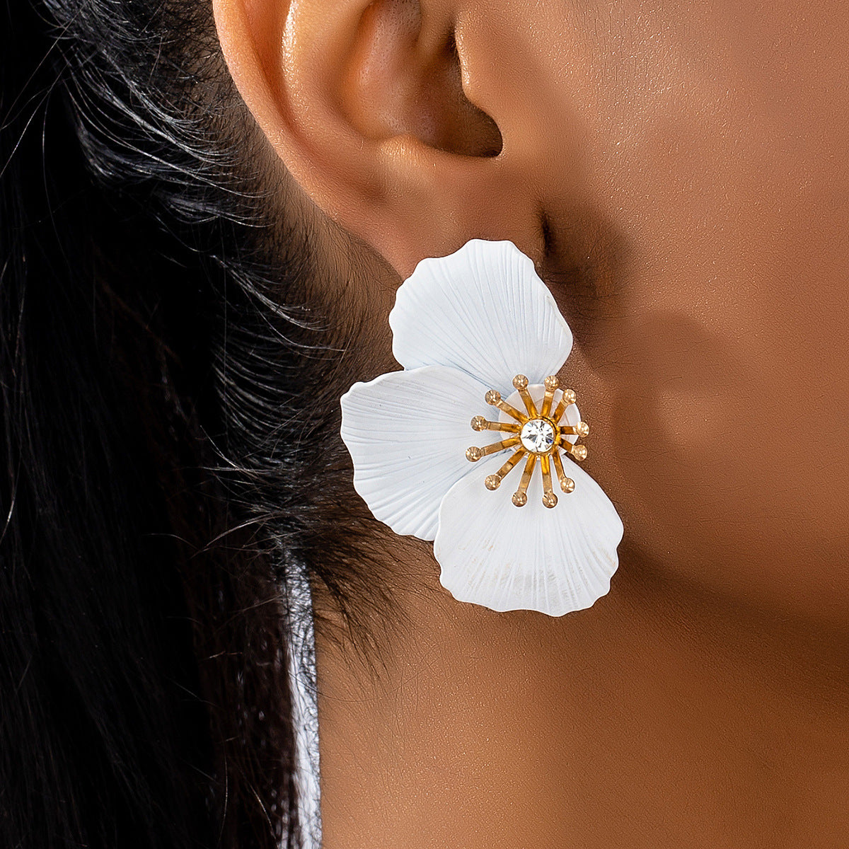 Textured Petal Flower Stud Earrings