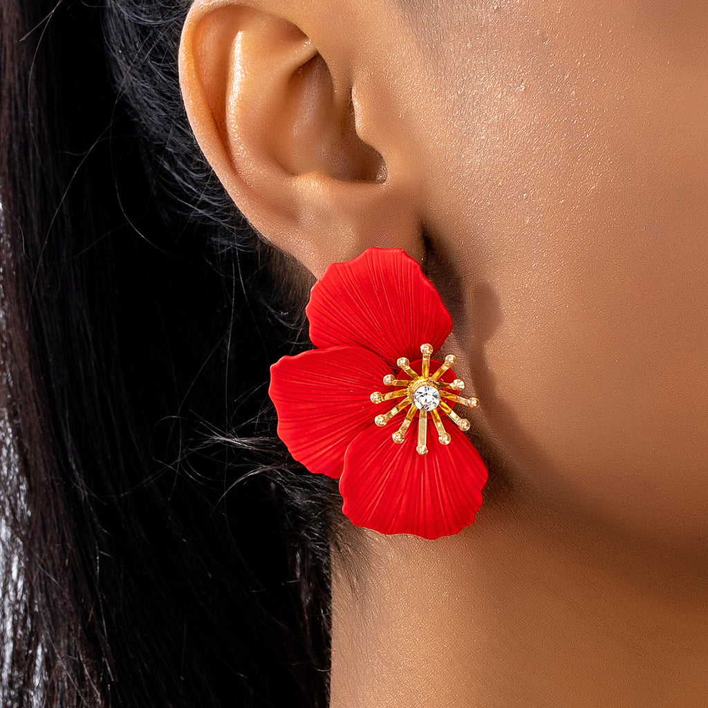 Textured Petal Flower Stud Earrings - view 1