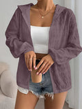Sheer Crinkle Hooded Zip Front Jacket - Purple
