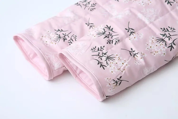 Floral Quilted Wrap Jacket With Tie Waist - Pink - 5