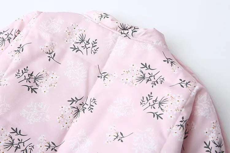 Floral Quilted Wrap Jacket With Tie Waist - Pink - 6