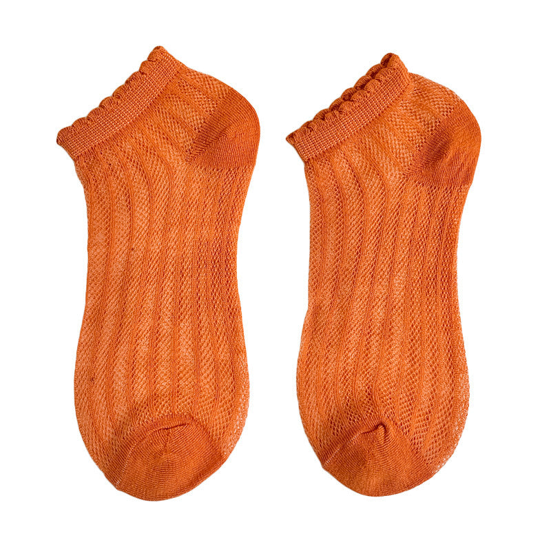 Breathable Mesh Lettuce Edge Ankle Socks