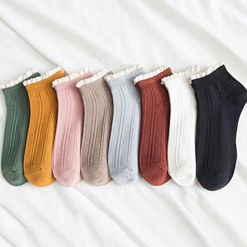 Breathable Mesh Lettuce Edge Ankle Socks - view 1