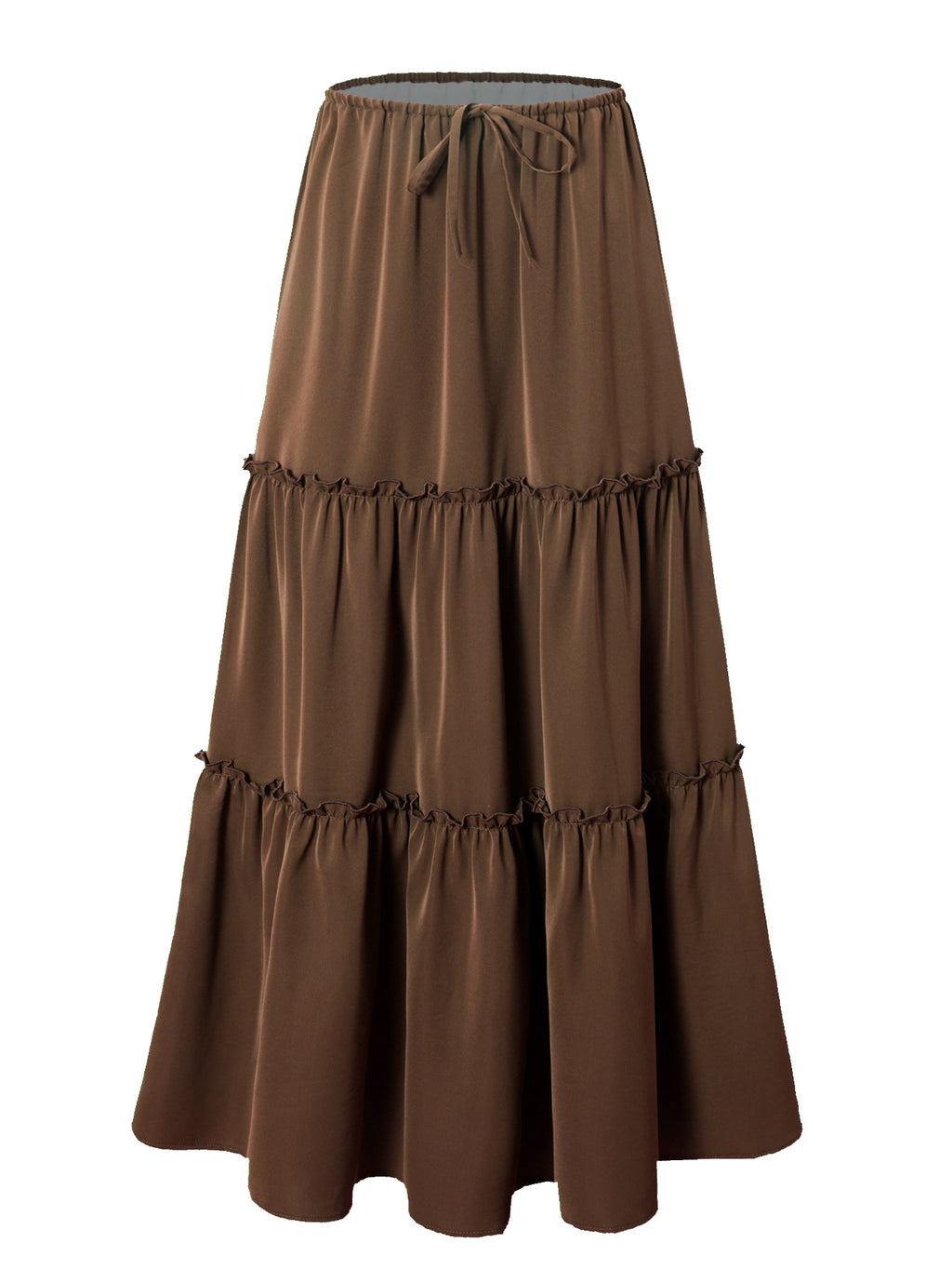 Ditsy Floral Tiered Boho Maxi Skirt - Brown