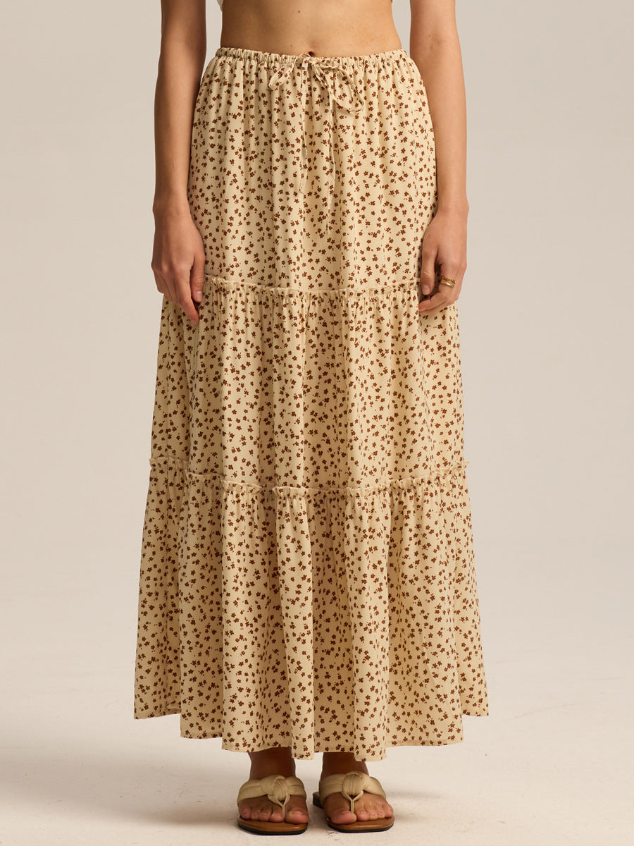 Ditsy Floral Tiered Boho Maxi Skirt - FloralB - 1