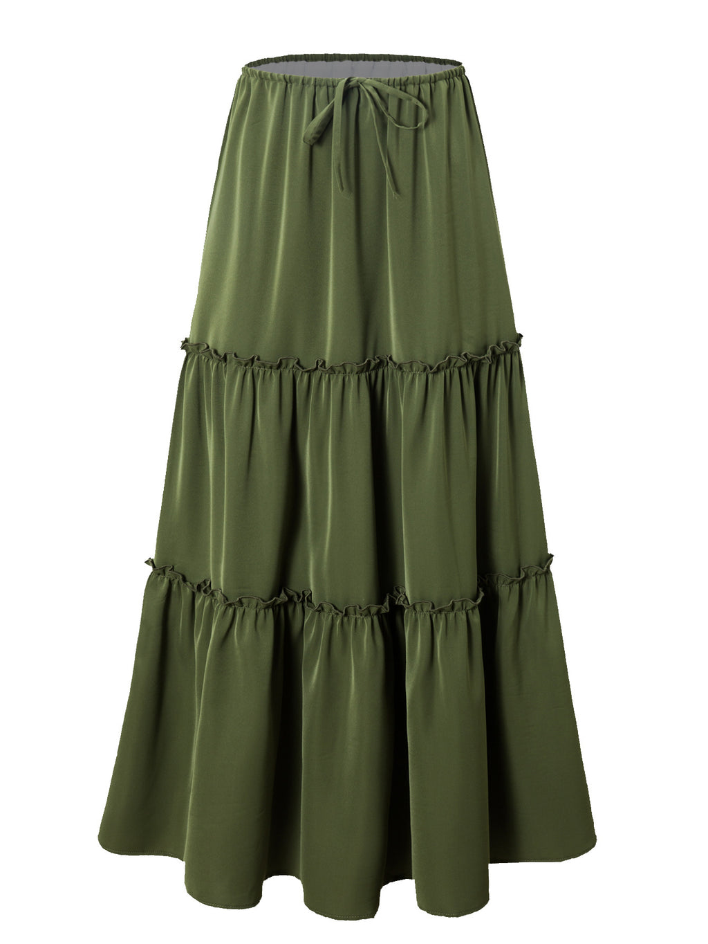 Ditsy Floral Tiered Boho Maxi Skirt - Green
