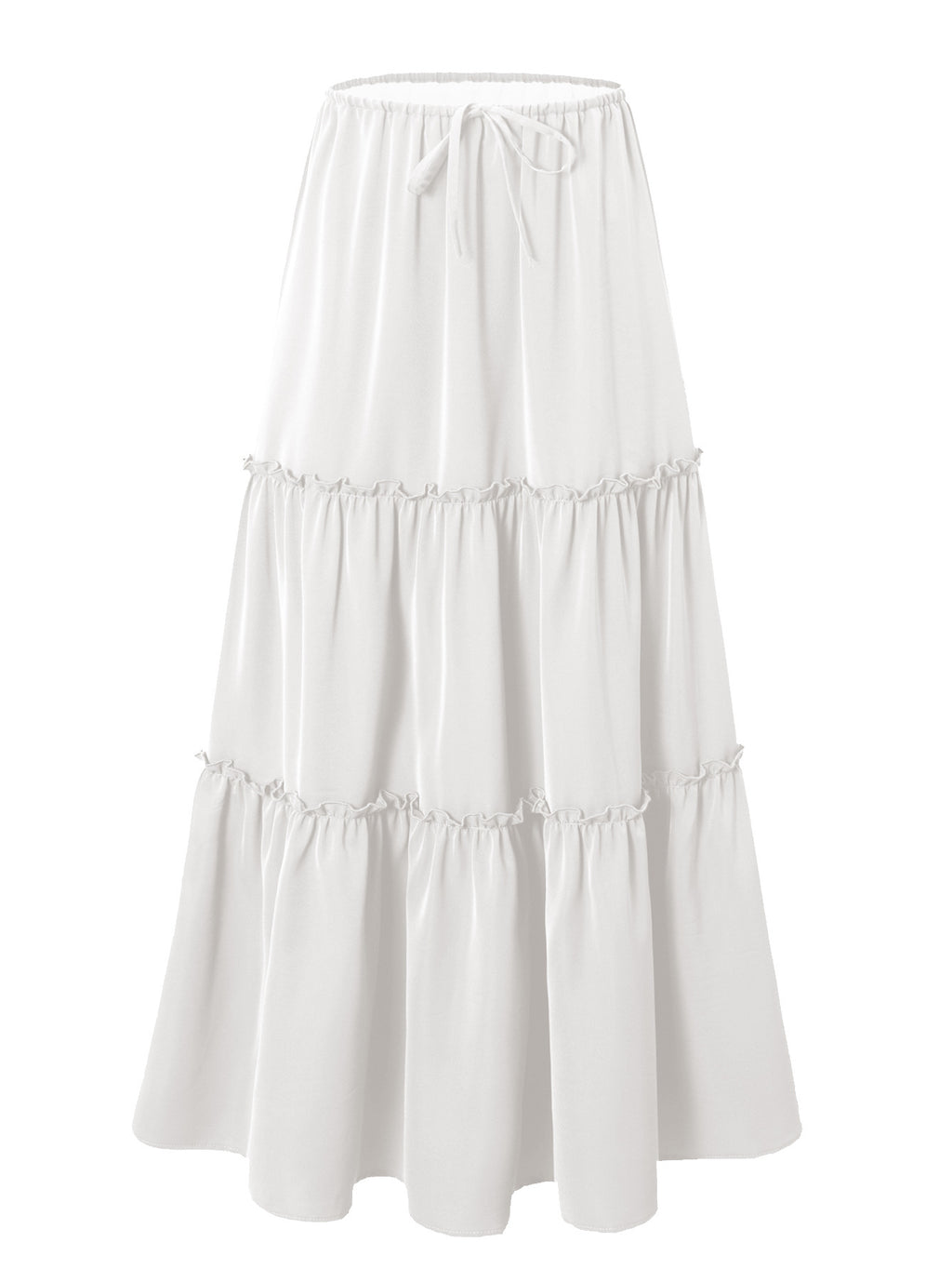 Ditsy Floral Tiered Boho Maxi Skirt - White