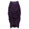 Ruched Cascade Ruffle High Low Midi Skirt - Purple