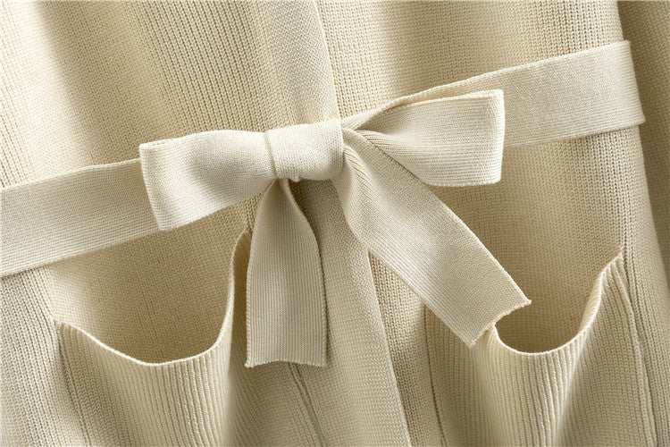 Tie Waist Long Cardigan And Wide Leg Pant Set - view 2