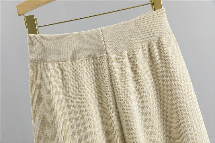 Tie Waist Long Cardigan And Wide Leg Pant Set - view 7