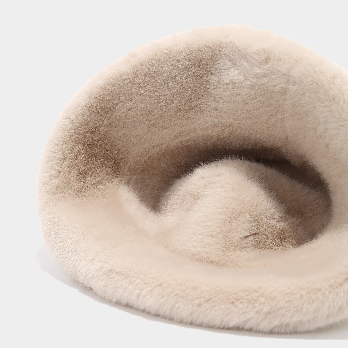 Faux Suede Bucket Hat With Fur Brim - view 2
