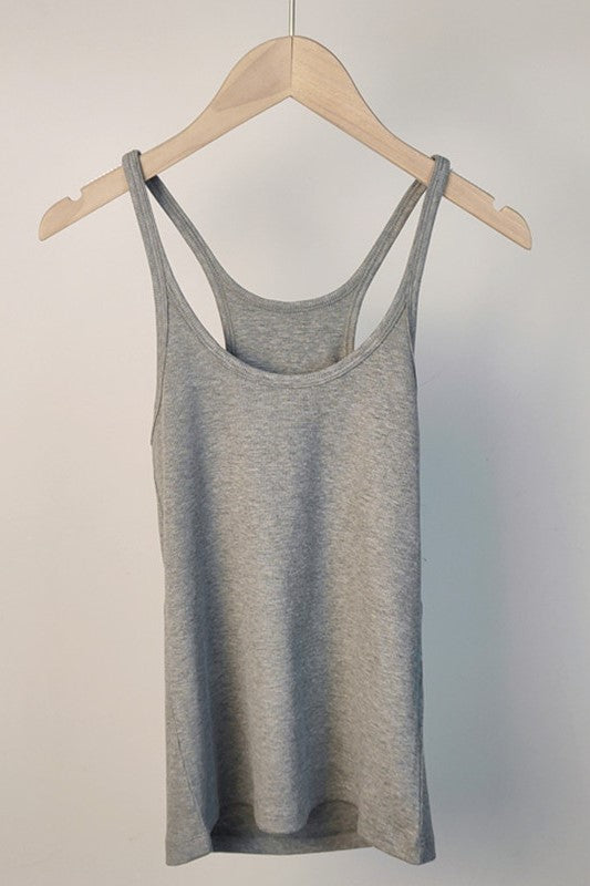 Spaghetti Strap Cotton Cami Tank - Gray