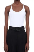 Spaghetti Strap Cotton Cami Tank - White