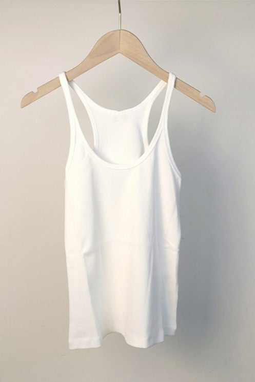 Spaghetti Strap Cotton Cami Tank - White - 1