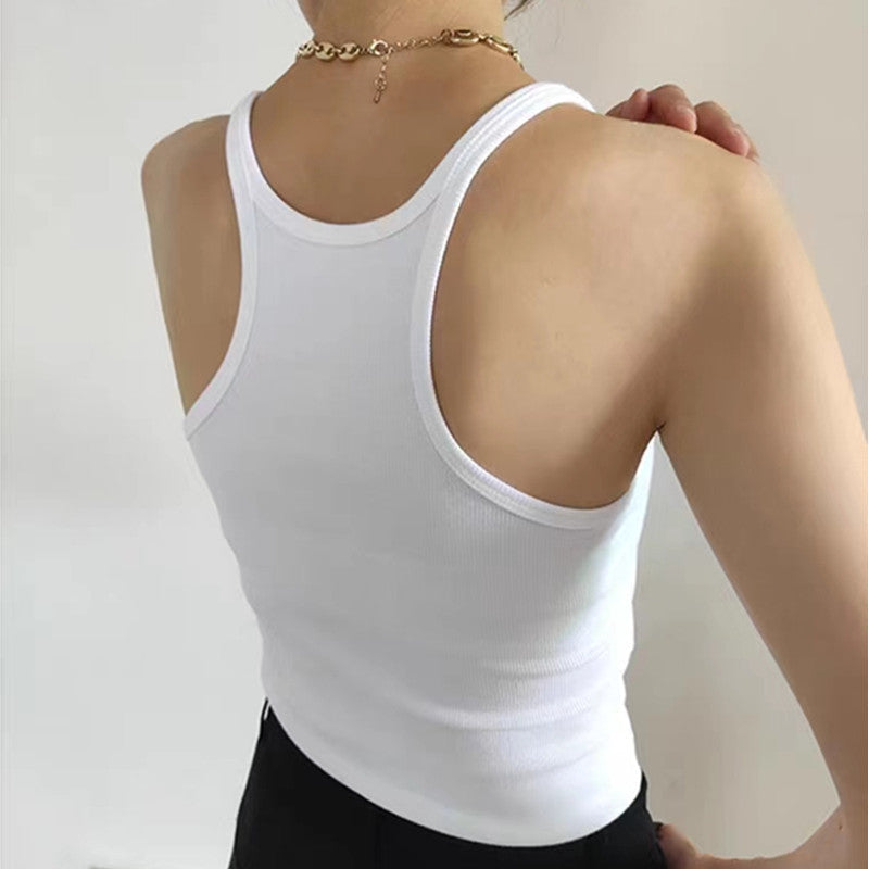 Spaghetti Strap Cotton Cami Tank - White - 4