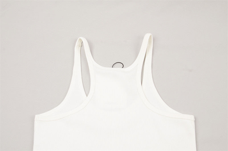 Spaghetti Strap Cotton Cami Tank - White - 6