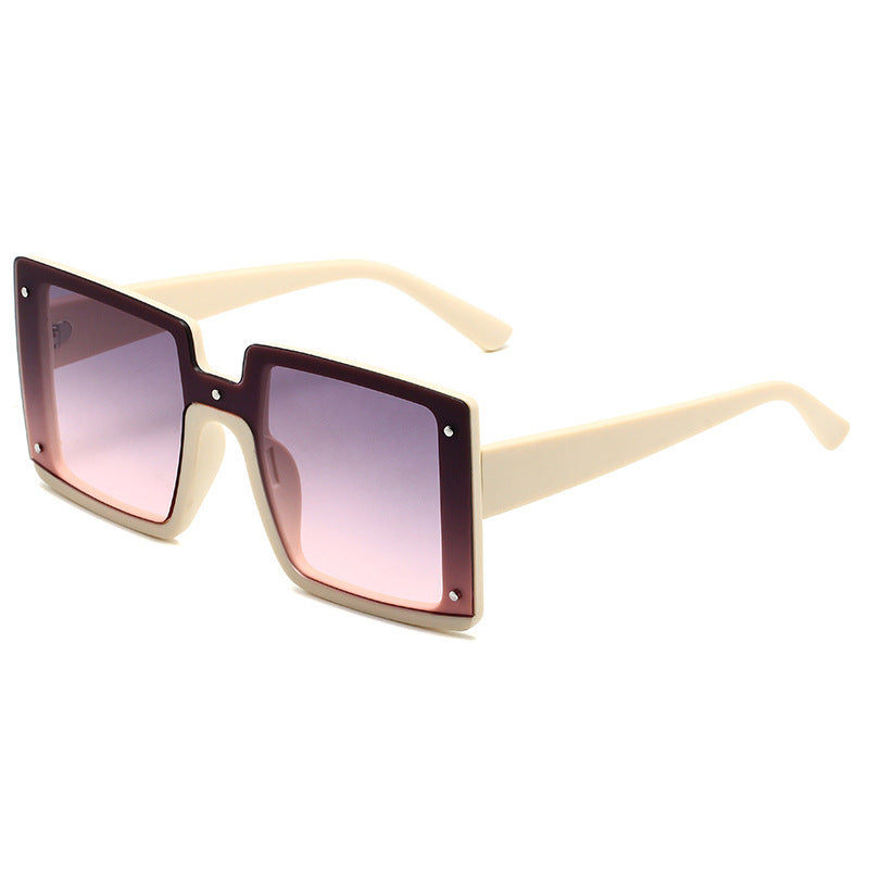 Flat Top Square Frame Sunglasses For Women - Beige - 1