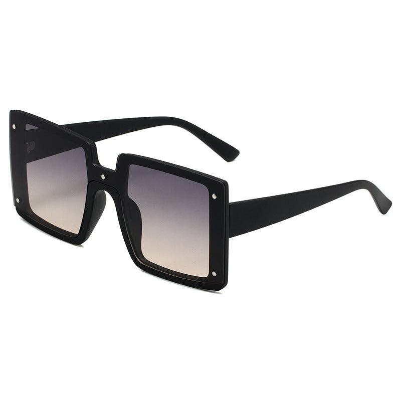 Flat Top Square Frame Sunglasses For Women - Black