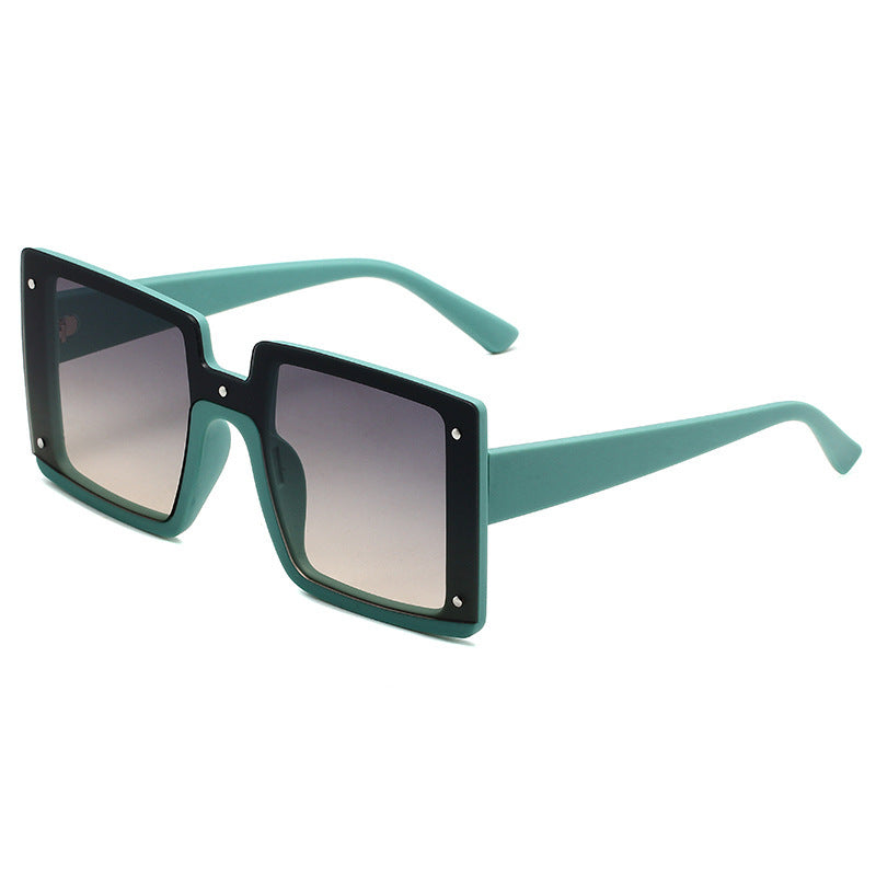 Flat Top Square Frame Sunglasses For Women - Green