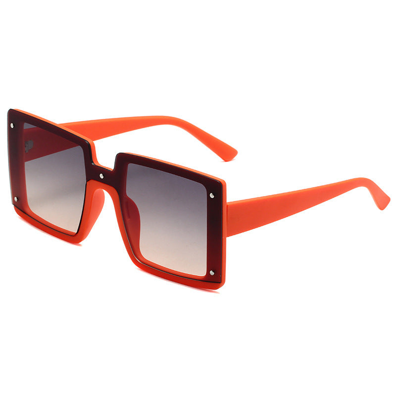 Flat Top Square Frame Sunglasses For Women - Orange