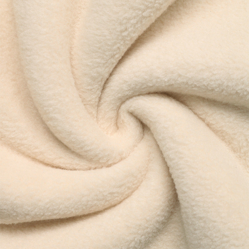 Blanket Stitch Fleece Button Cardigan - Apricot - 2