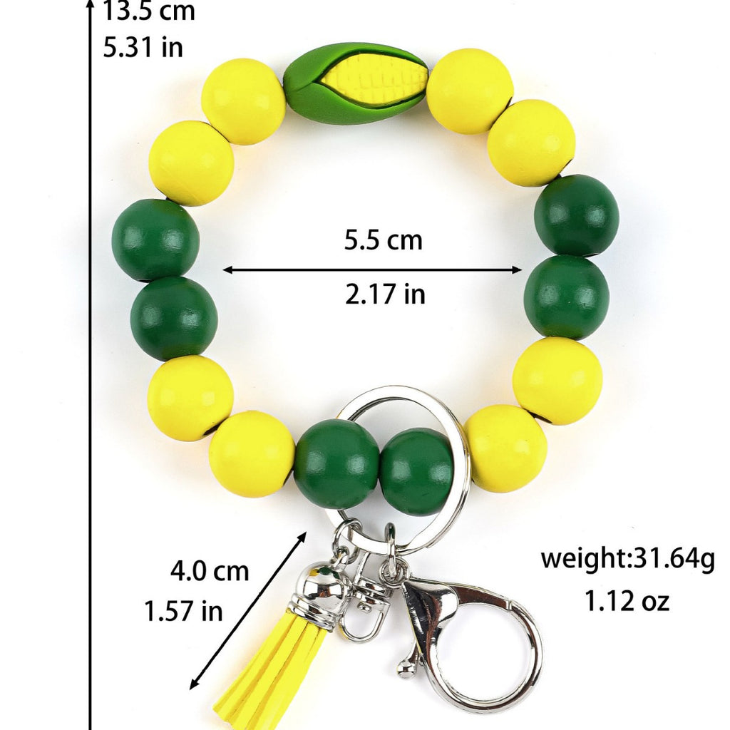Wristlet Keychain With Cartoon Fruit Charm Beads - Corn