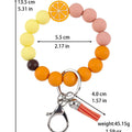 Wristlet Keychain With Cartoon Fruit Charm Beads - Orange