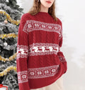 Fair Isle Reindeer Cable Knit Sweater - Red