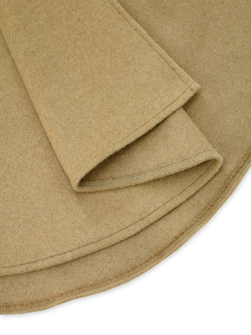 Faux Fur Trim Stand Collar Cape - Khaki - 2