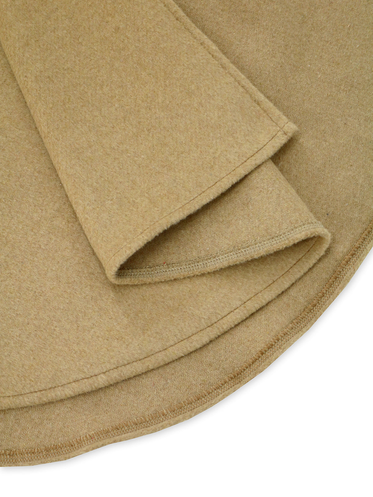 Faux Fur Trim Stand Collar Cape - Khaki - 2